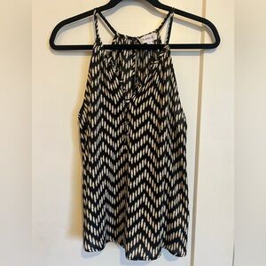 Evereve Patterned Black and Cream Sleeveless Blouse